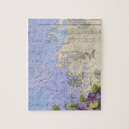 Vintages Shabby Chic Bright Paris Blumendesign Puzzle (Vertikal)