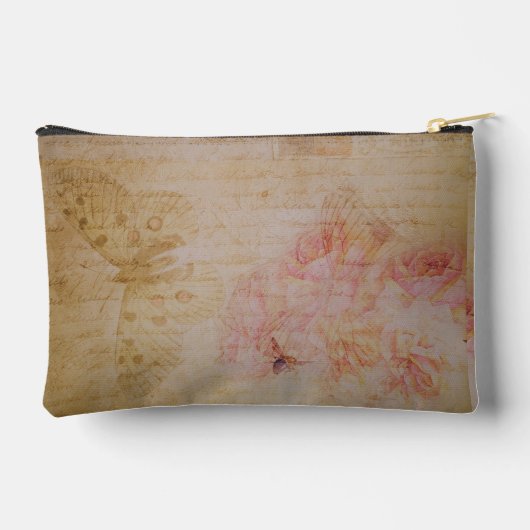 Vintages Shabby Chic Butterfly Antikes Skript Zubehörtasche (Rückseite)