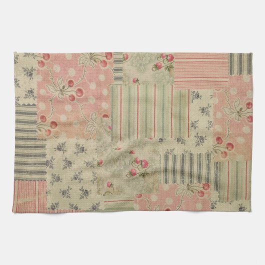 Vintages Shabby Chic Cherry Blumendekoupage Geschirrtuch (Horizontal)