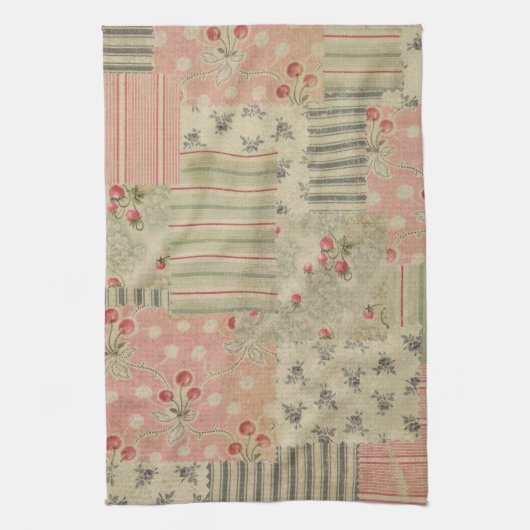 Vintages Shabby Chic Cherry Blumendekoupage Geschirrtuch (Vertikal)