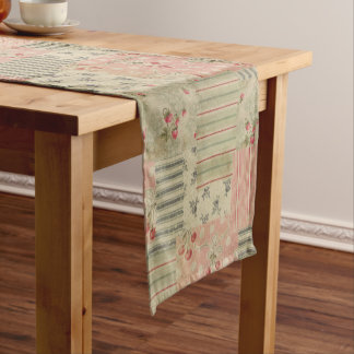 Vintages Shabby Chic Cherry Blumendekoupage Kurzer Tischläufer
