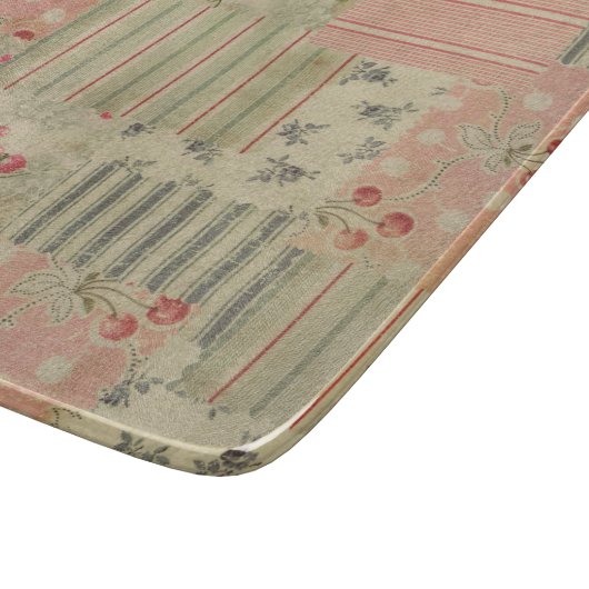 Vintages Shabby Chic Cherry Blumendekoupage Schneidebrett (Ecke)