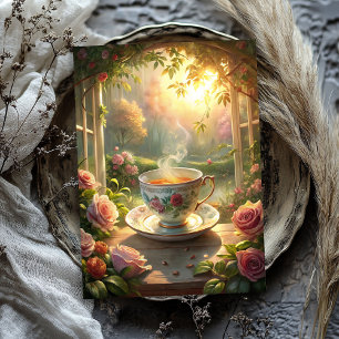 Vintages Shabby Chic Englische Tasse mit Tee-Rose Seidenpapier