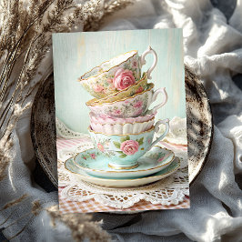 Vintages Shabby Chic Englische Teebecher Rose Seidenpapier