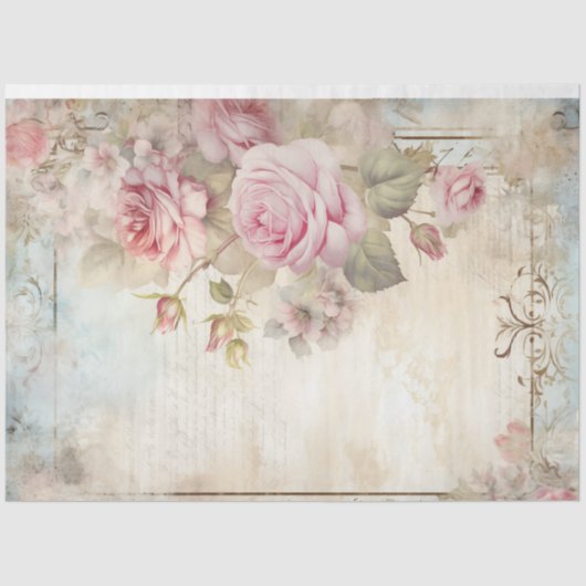 Vintages Shabby Chic errötet Englische Rose epheme Seidenpapier (Vorderseite)