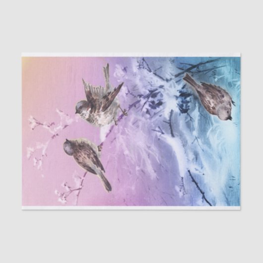 Vintages Shabby Chic für Wintervögel Seidenpapier (Vorderseite)