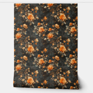 Vintages Shabby Chic Gelb Orange Englische Rose Tapete