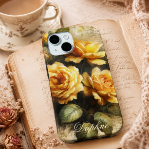 Vintages Shabby Chic Gelbe Rose Individuelle Name Case-Mate iPhone Hülle