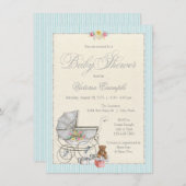 Vintages Shabby Chic Girls Kinderdusche Einladunge Einladung (Vorne/Hinten)