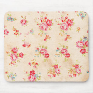 Vintages Shabby Chic-Girly rosa blaue Rosen mit Mousepad
