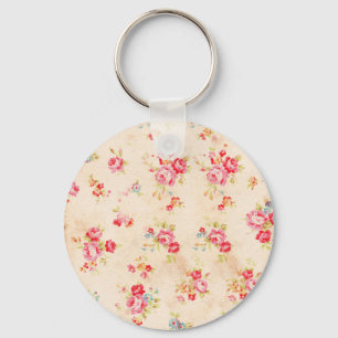 Vintages Shabby Chic-Girly rosa blaue Rosen mit Schlüsselanhänger