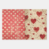 Vintages Shabby Chic Halbblutblüte Herztopf Geschenkpapier Set (Vorderseite)