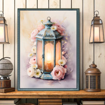 Vintages Shabby Chic Lantern Kunst