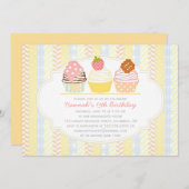 Vintages Shabby & Chic Niedlich Cupcake Party Einladung (Vorne/Hinten)