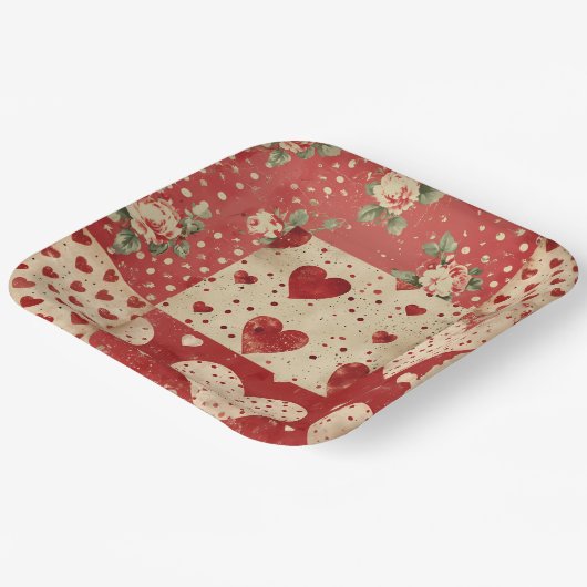 Vintages Shabby Chic Pappteller (Gewinkelt)