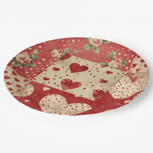 Vintages Shabby Chic Pappteller (Schrägansicht)