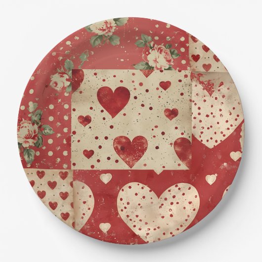 Vintages Shabby Chic Pappteller (Vorderseite)