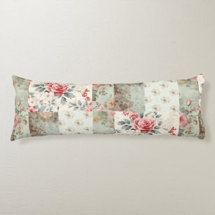 Vintages Shabby Chic Pastel Green Florals Patchwor Seitenschläferkissen