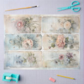 Vintages Shabby Chic pastellblau und rosa Blume Seidenpapier (Basteln)