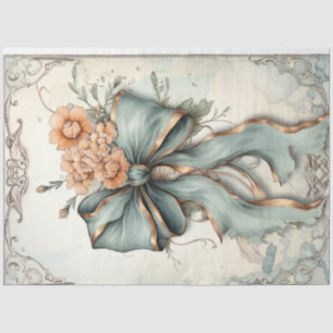 Vintages Shabby Chic Pastellgrün Pfirsichblüte Seidenpapier