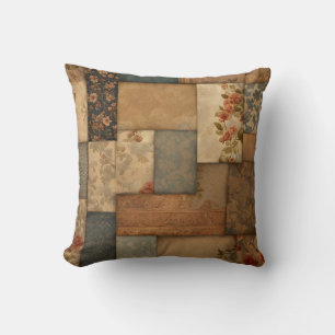 Vintages Shabby Chic Patchwork in Brown Kissen