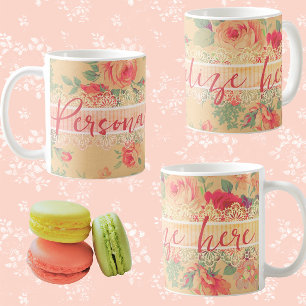 Vintages Shabby Chic Personalisiert Kaffeetasse