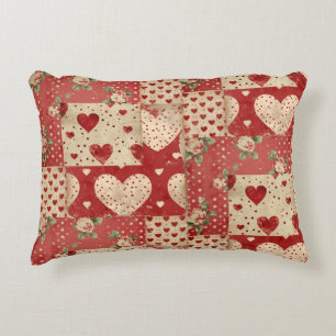 Vintages Shabby Chic Red Patchwork Muster Dekokissen