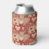 Vintages Shabby Chic Red Patchwork Muster Dosenkühler (Kanne Vorderseite)