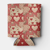 Vintages Shabby Chic Red Patchwork Muster Dosenkühler (Vorderseite)