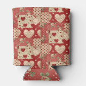 Vintages Shabby Chic Red Patchwork Muster Dosenkühler (Rückseite)