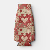 Vintages Shabby Chic Red Patchwork Muster Flaschenkühler (Vorderseite)
