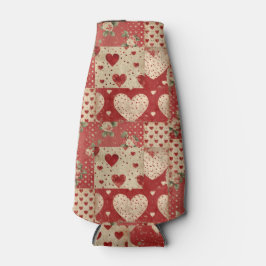 Vintages Shabby Chic Red Patchwork Muster Flaschenkühler