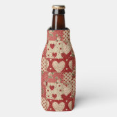 Vintages Shabby Chic Red Patchwork Muster Flaschenkühler (Flaschenvorderseite)