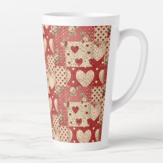 Vintages Shabby Chic Red Patchwork Muster Milchtasse (Rechts)