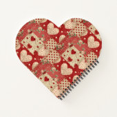Vintages Shabby Chic Red Patchwork Muster Notizblock (Rückseite)