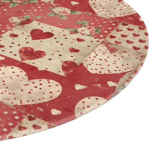 Vintages Shabby Chic Red Patchwork Muster Schneidebrett (Ecke)