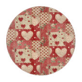 Vintages Shabby Chic Red Patchwork Muster Schneidebrett (Vorderseite)