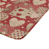 Vintages Shabby Chic Red Patchwork Muster Schneidebrett (Ecke)