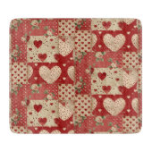 Vintages Shabby Chic Red Patchwork Muster Schneidebrett (Vorderseite)