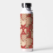 Vintages Shabby Chic Red Patchwork Muster Trinkflasche (Links)