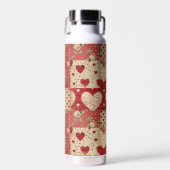 Vintages Shabby Chic Red Patchwork Muster Trinkflasche (Vorne)