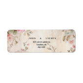 Vintages Shabby Chic Rosa Hochzeit Rücksendeadress (Vorne)
