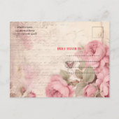 Vintages Shabby Chic Rosa Hochzeitseinladung Postkarte (Rückseite)