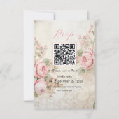Vintages Shabby Chic Rosa qr Hochzeit RSVP Karte (Vorderseite)