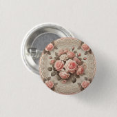 Vintages Shabby Chic Rosa Rose Button (Vorne & Hinten)