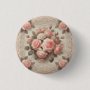 Vintages Shabby Chic Rosa Rose Button