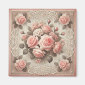 Vintages Shabby Chic Rosa Rose Magnet (Vorne)