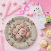 Vintages Shabby Chic Rosa Rose Pappteller (Party)
