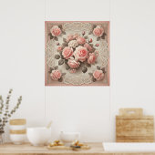 Vintages Shabby Chic Rosa Rose Poster (Küche)