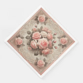 Vintages Shabby Chic Rosa Rose Serviette (Ecke)